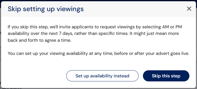 Skip setting up viewings option in the Hello Neighbour DIY platform