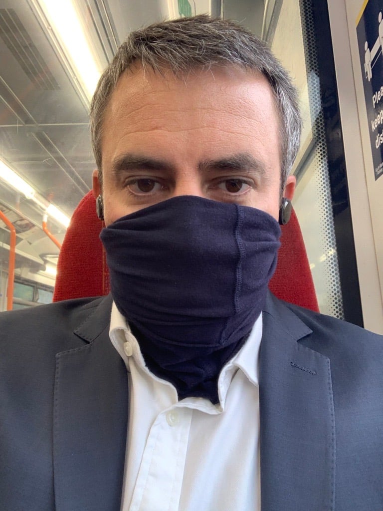 mike on train to first customer