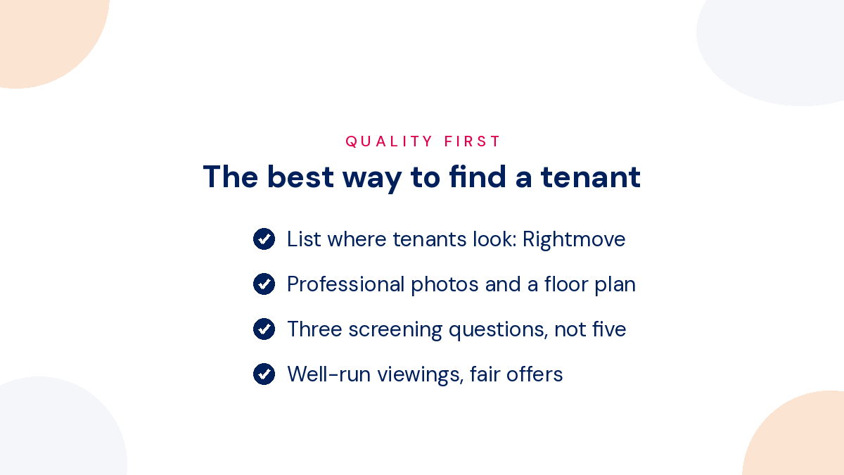 The best way to find a tenant: quality first, four filters from listing to offer