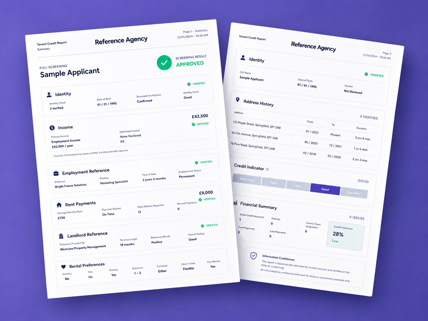 reference report example for service page